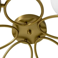 5-Light Bloom Ring Opal Glass Globe Semi Flush Mount