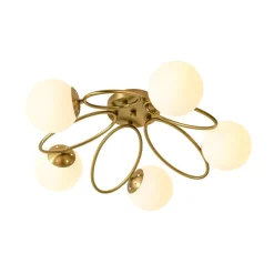 5-Light Bloom Ring Opal Glass Globe Semi Flush Mount