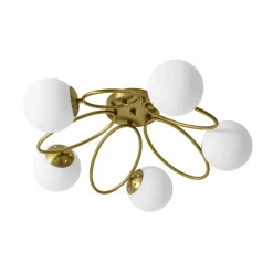 5-Light Bloom Ring Opal Glass Globe Semi Flush Mount