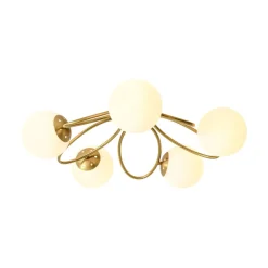 5-Light Bloom Ring Opal Glass Globe Semi Flush Mount