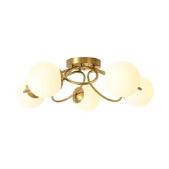 5-Light Bloom Ring Opal Glass Globe Semi Flush Mount