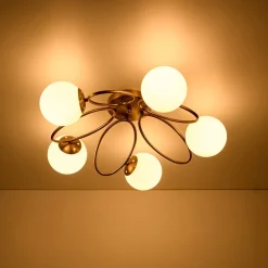 5-Light Bloom Ring Opal Glass Globe Semi Flush Mount