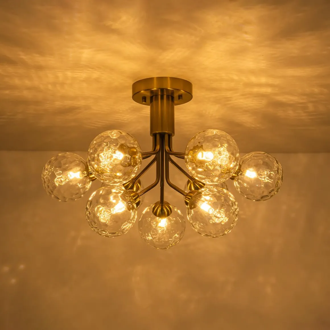 9-Light Bloom Water Glass Globe Tiered Sputnik Ceiling Light