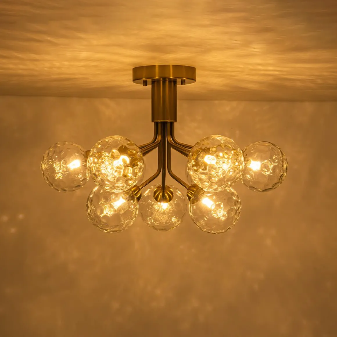 9-Light Bloom Water Glass Globe Tiered Sputnik Ceiling Light