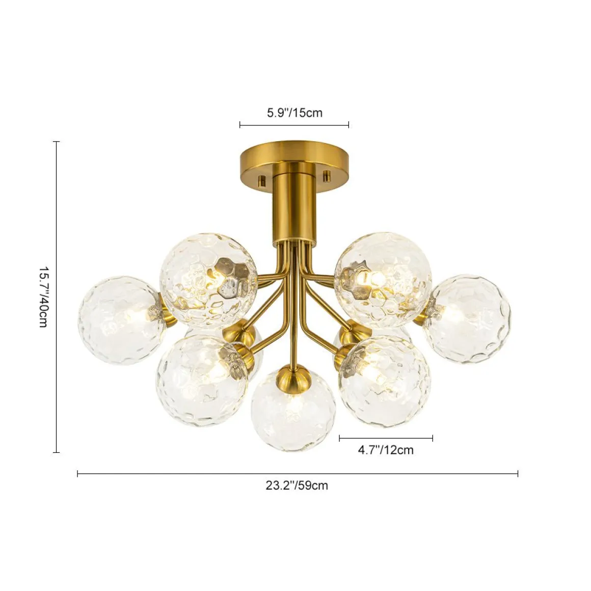 9-Light Bloom Water Glass Globe Tiered Sputnik Ceiling Light