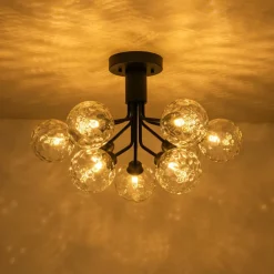 9-Light Bloom Water Glass Globe Tiered Sputnik Ceiling Light