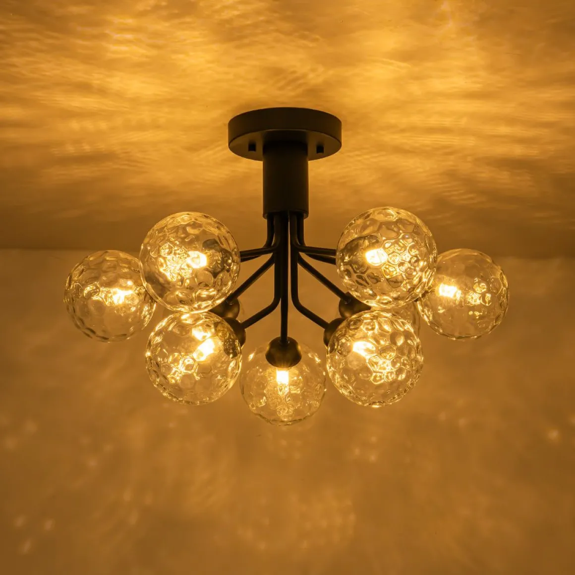 9-Light Bloom Water Glass Globe Tiered Sputnik Ceiling Light