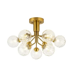 9-Light Bloom Water Glass Globe Tiered Sputnik Ceiling Light