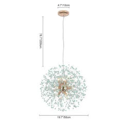 9-Light Blue Dandelion Firework Chandelier