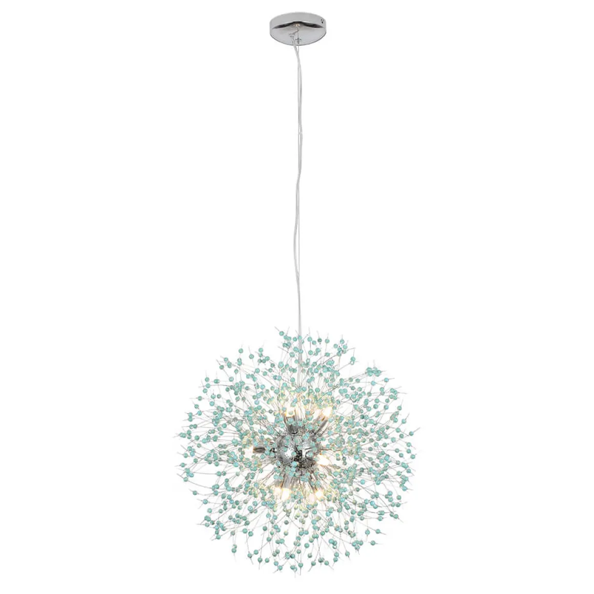 9-Light Blue Dandelion Firework Chandelier