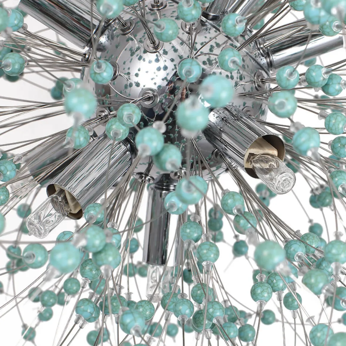 9-Light Blue Dandelion Firework Chandelier