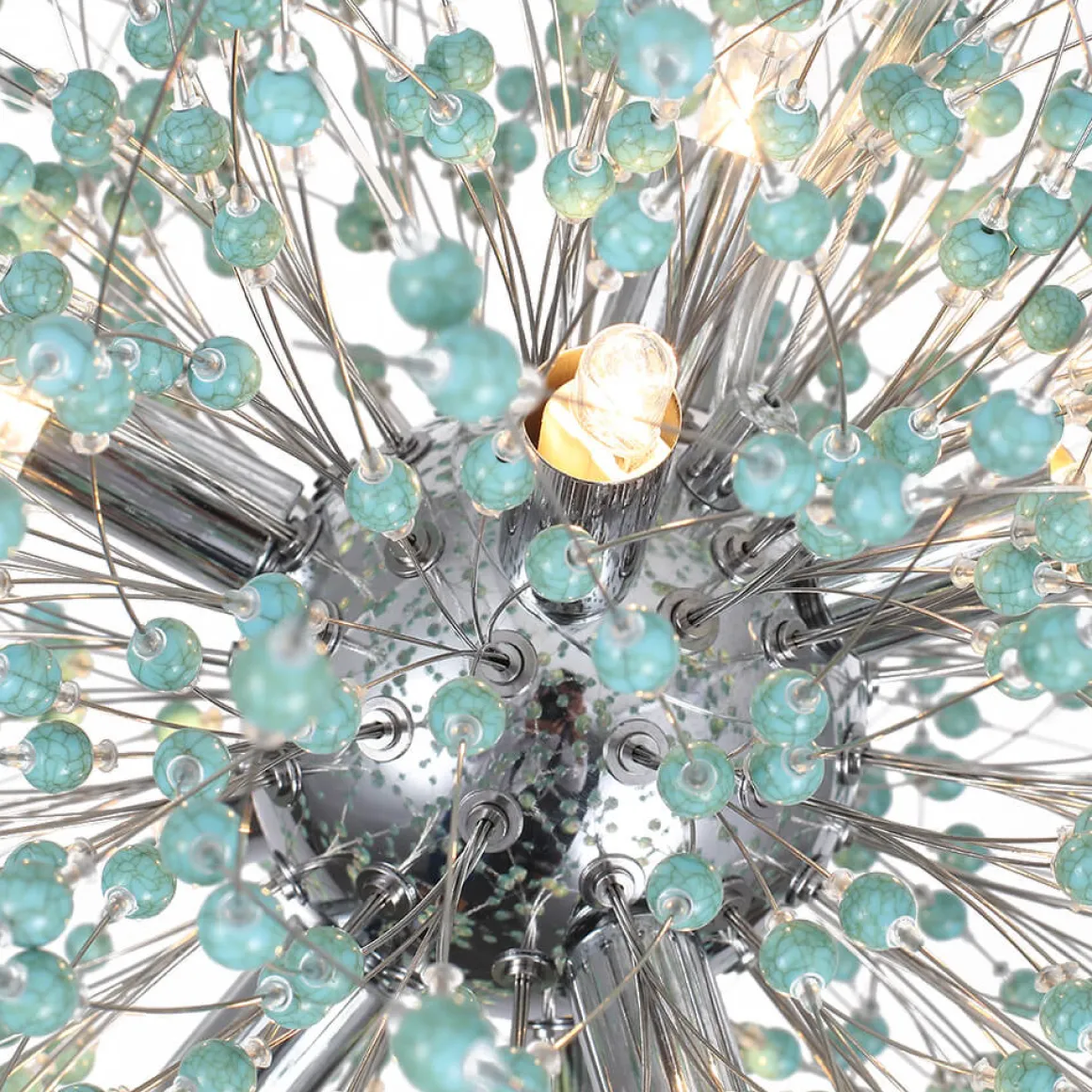9-Light Blue Dandelion Firework Chandelier