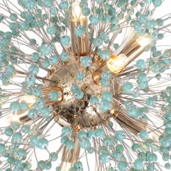9-Light Blue Dandelion Firework Chandelier