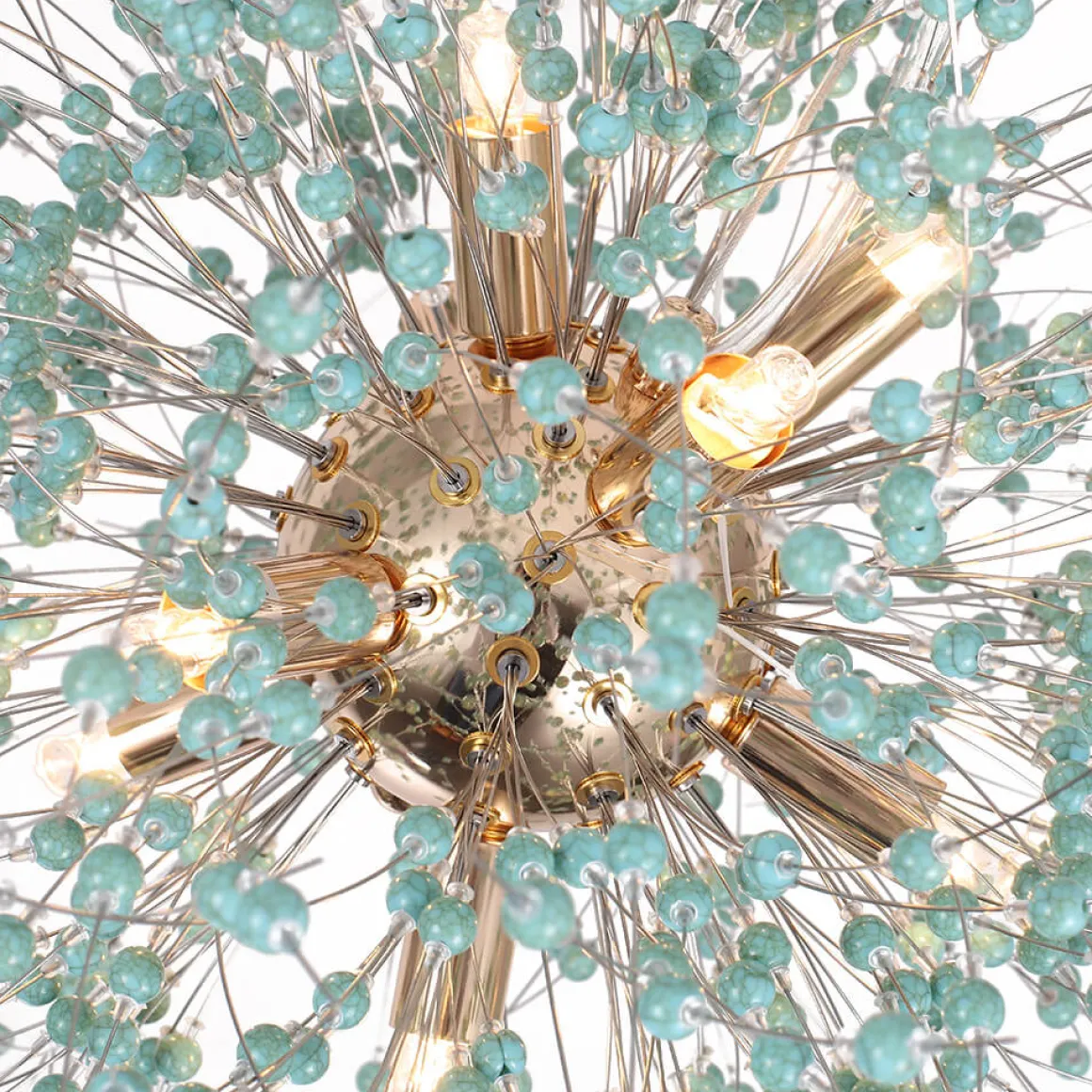 9-Light Blue Dandelion Firework Chandelier
