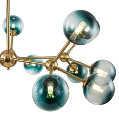 15-Light Blue Glass Globe Bubble Sputnik Branch Chandelier
