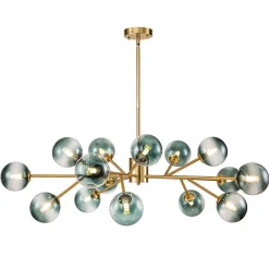 15-Light Branch Blue Glass Globe Bubble Chandelier