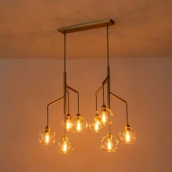 8-Light Branch Draped Glass Bubble Island Double Chandelier