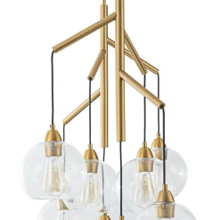 8-Light Branch Draped Glass Bubble Island Double Chandelier