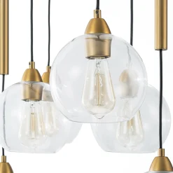 8-Light Branch Draped Glass Bubble Island Double Chandelier