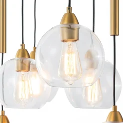 8-Light Branch Draped Glass Bubble Island Double Chandelier