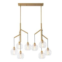 8-Light Branch Draped Glass Bubble Island Double Chandelier