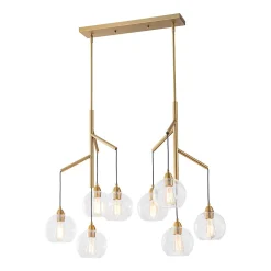 8-Light Branch Draped Glass Bubble Island Double Chandelier