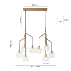 8-Light Branch Draped Glass Bubble Island Double Chandelier