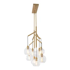 8-Light Branch Draped Glass Bubble Island Double Chandelier