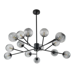 15-Light Branch Smoked Glass Globe Bubble Chandelier