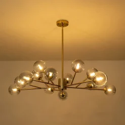 15-Light Branch Smoked Glass Globe Bubble Chandelier