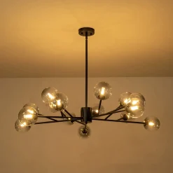 15-Light Branch Smoked Glass Globe Bubble Chandelier