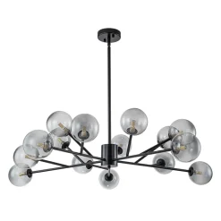 15-Light Branch Smoked Glass Globe Bubble Chandelier