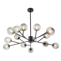 15-Light Branch Smoked Glass Globe Bubble Chandelier