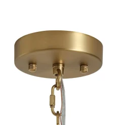 4-Light Brass Candle Style White Fabric Drum Cage Chandelier