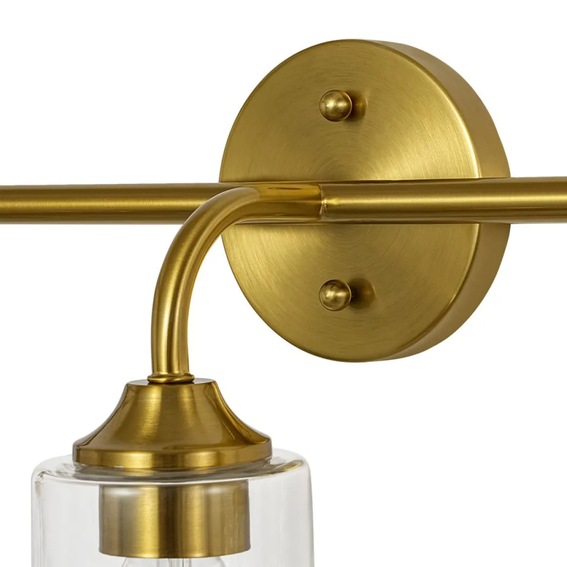 3-Light Brass Clear Glass Bell Vanity Wall Sconce