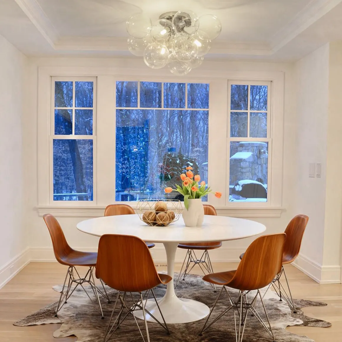 3-Light Brass Cluster Clear Glass Globe Bubble Ceiling Light