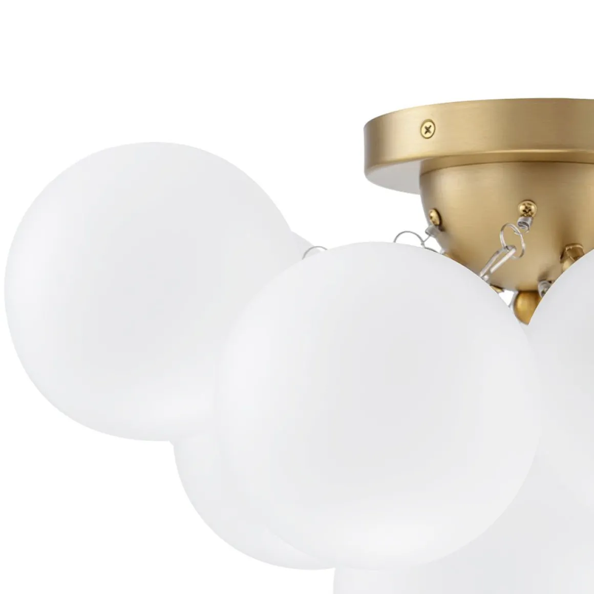 3-Light Brass Cluster Frosted Glass Globe Bubble Ceiling Light