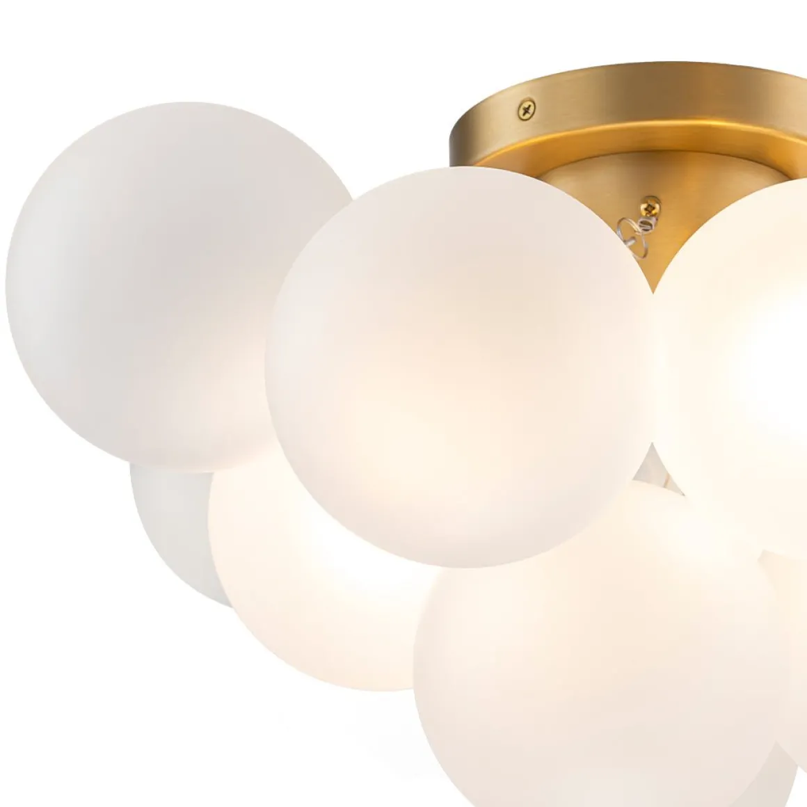 3-Light Brass Cluster Frosted Glass Globe Bubble Ceiling Light
