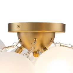 3-Light Brass Cluster Frosted Glass Globe Bubble Ceiling Light