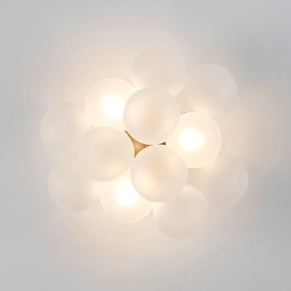 3-Light Brass Cluster Frosted Glass Globe Bubble Ceiling Light