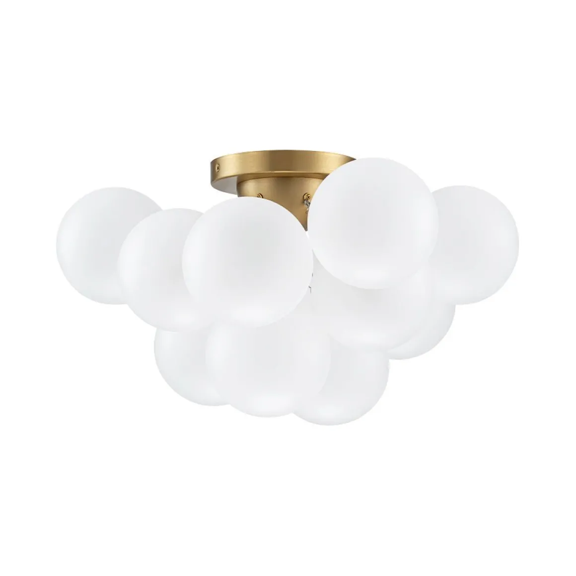 3-Light Brass Cluster Frosted Glass Globe Bubble Ceiling Light