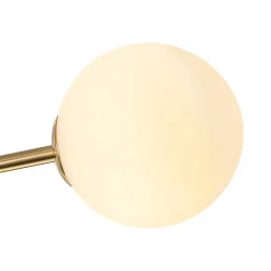 12-Light Brass Firework Opal Glass Globe Sputnik Chandelier
