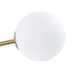 12-Light Brass Firework Opal Glass Globe Sputnik Chandelier