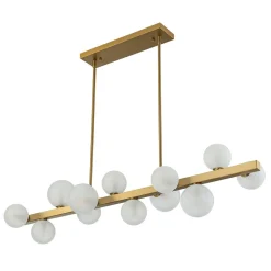 12-Light Brass Frosted Glass Bubble Linear Chandelier