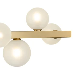 12-Light Brass Frosted Glass Bubble Linear Chandelier