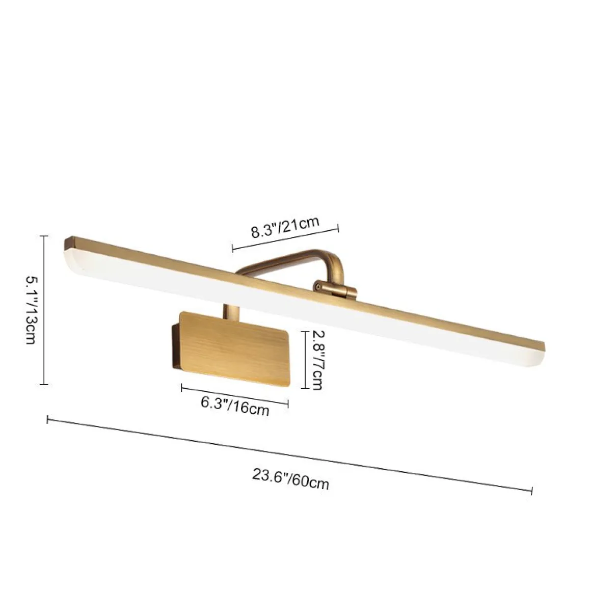 1-Light Brass Linear LED Vanity Light Picture Sconce