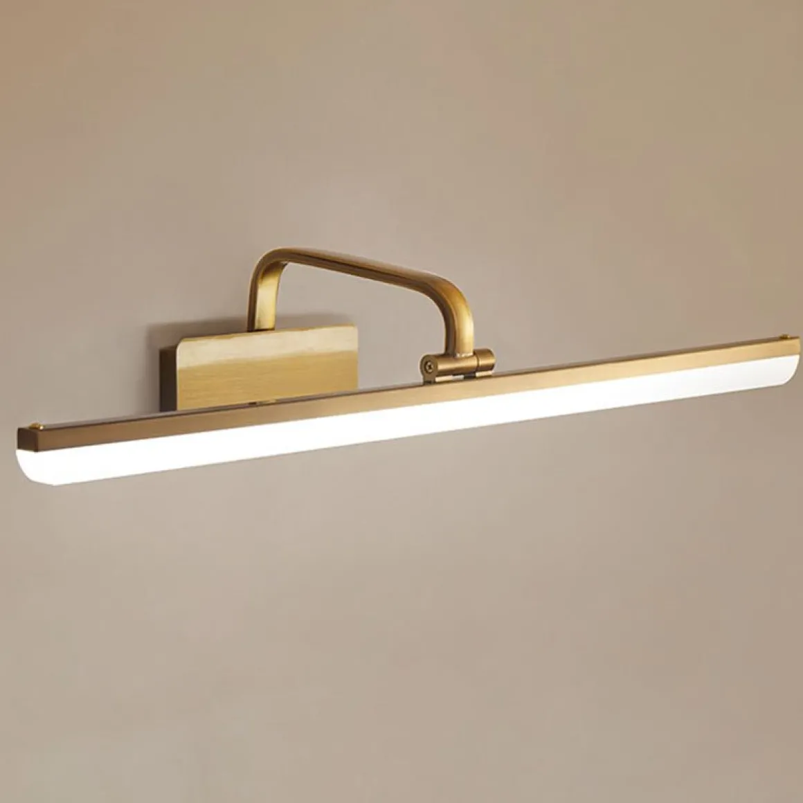 1-Light Brass Linear LED Vanity Light Picture Sconce