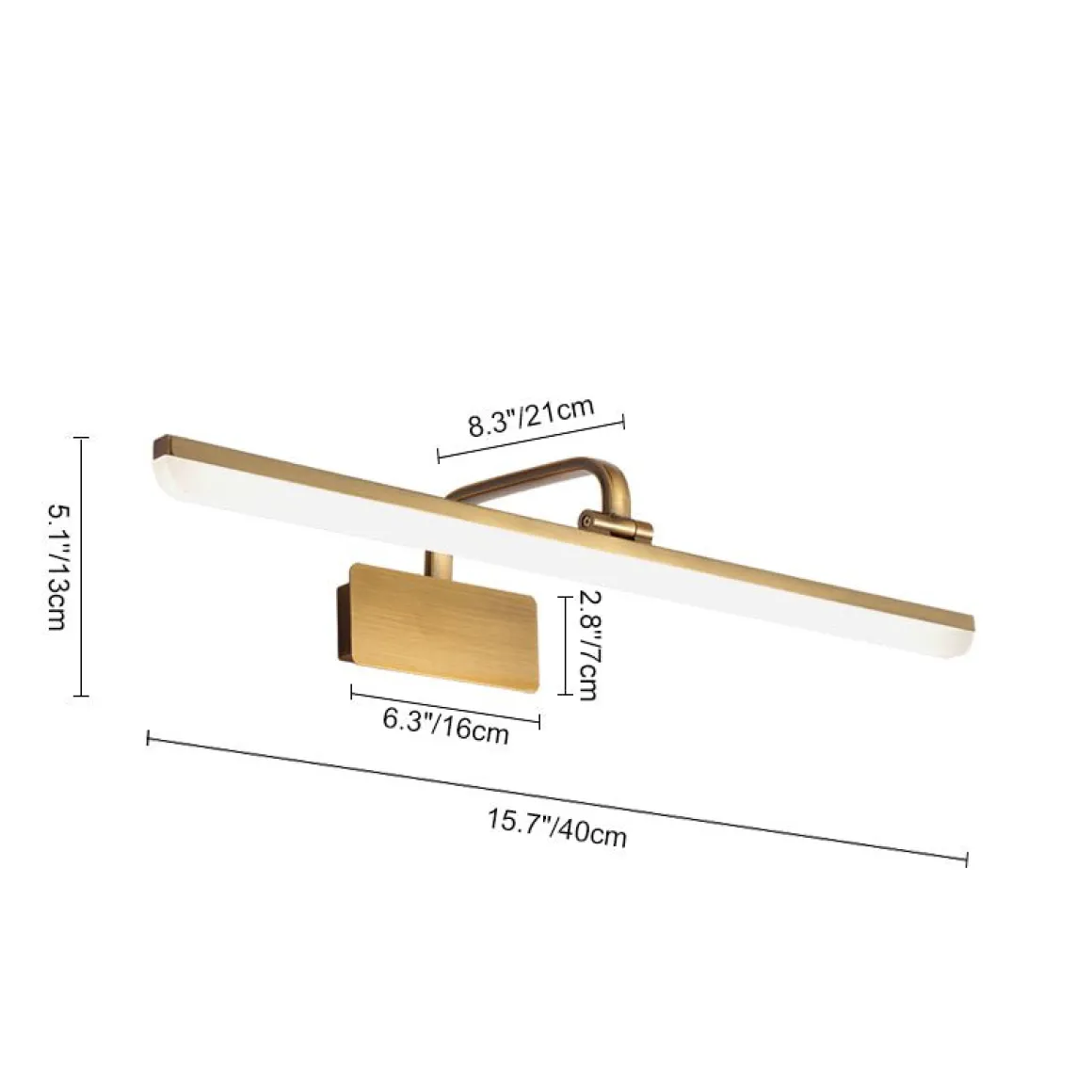 1-Light Brass Linear LED Vanity Light Picture Sconce
