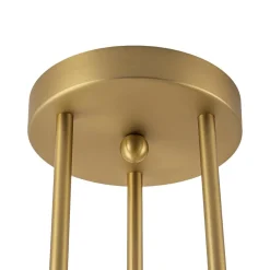 3-Light Brass Opal Glass Globe Round Ring Semi Flush Mount
