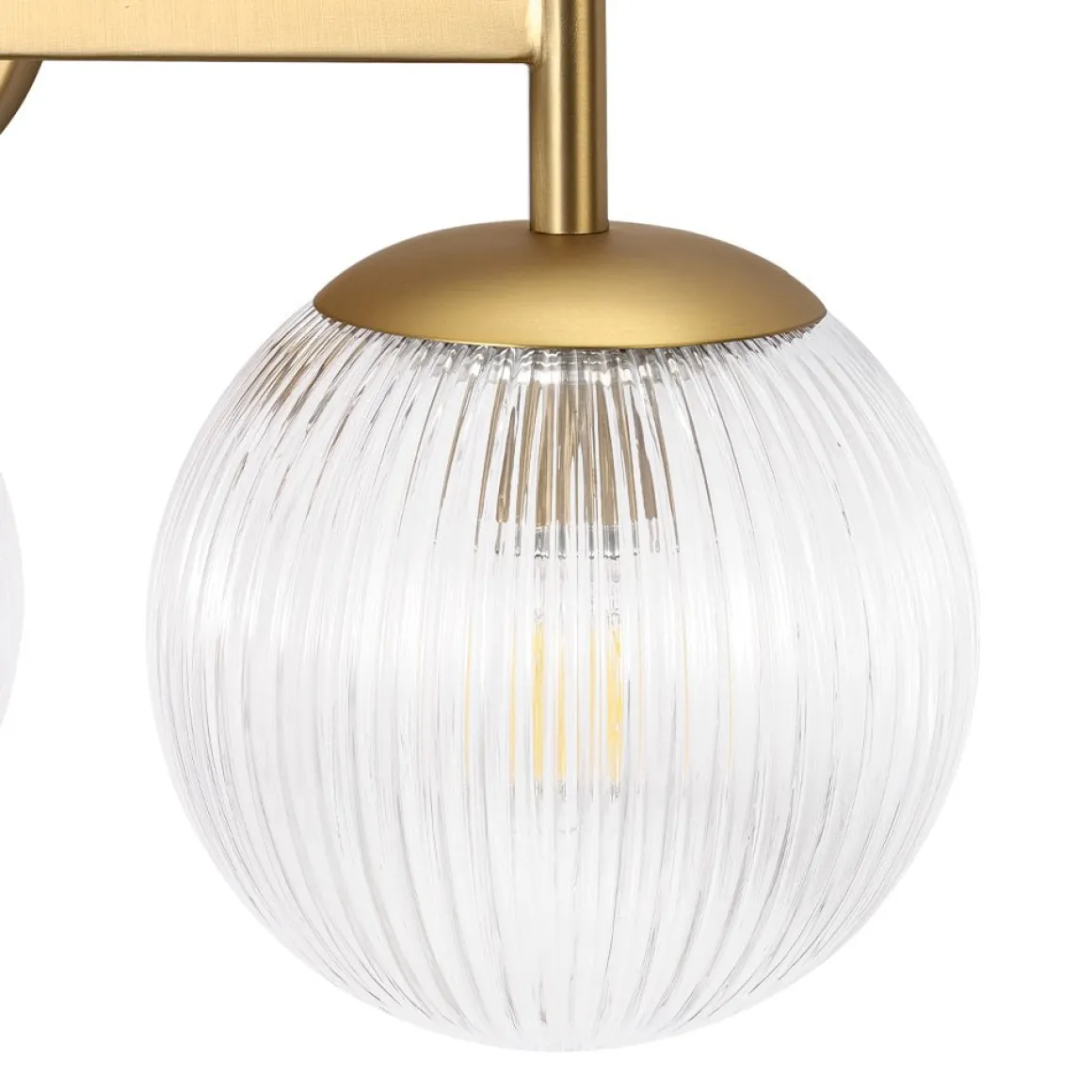 3-Light Brass Ribbed Glass Globe Vanity Wall Sconce